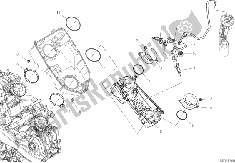 Todas as partes de Corpo Do Acelerador do Ducati Multistrada 950 S Touring 2020